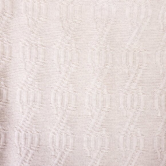 Knit for J Crew Mens XL Neutral Beige Cable Knit SS Cardigan Polo Sweater Cotton - Picture 5 of 12